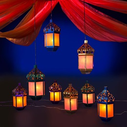 31 in. x 16 in. Moroccan Lights Lamps Kit (set of 8)