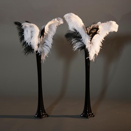 Black Fancy Feathers Vase Kit