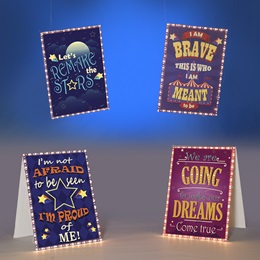 Inspirational Lit Hanging Signs Kit (set of 4)