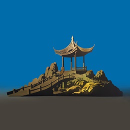 7 ft. 4 in. x 14 in. 4 in. Golden Pagoda Silhouette Kit