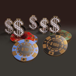 Big Money Dollar Signs (set of 6) and Poker Chips Cutouts (set of 8) Kit