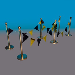 36 in. Gold Stanchions With Pennants Kit (set of 6)