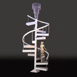 Ebony and Ivory Staircase With Elegant Lady Kit