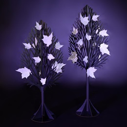Iridescent Obsidian Trees With White Leaves Kit (set of 2)