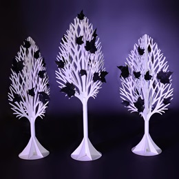 Iridescent Alabaster Trees With Black Leaves (set of 3)