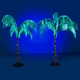 Teal Fringe Palm Trees Kit (set of 2)