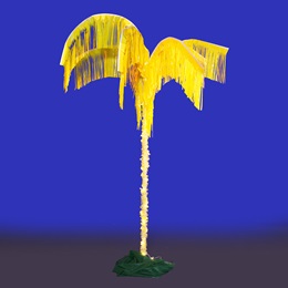 11 ft. Electric Amber Lighted Yellow Fringe Palm Tree Kit