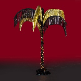 11 ft. Golden Noir Lighted Fringe Adjustable Palm Tree Kit
