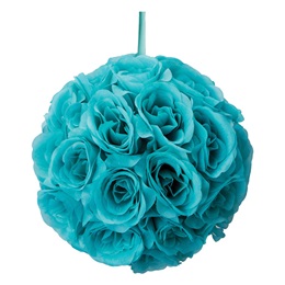 Aqua Silk Flower Pomander Kissing Ball Decorations (2 sizes)