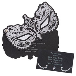 Invitation and Ticket Set - Silver Sparkle Mask