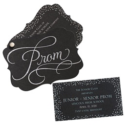 Invitation and Ticket Set - Silver Glitter Dots