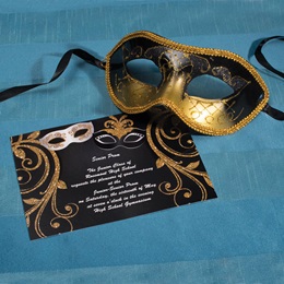 Masquerade Custom Invitation and Mask Favor Set