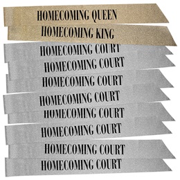 10-piece Gold/Silver Glitter Homecoming Royalty Sash Set