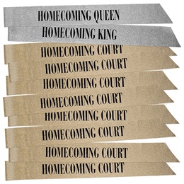 10-piece Silver/Gold Glitter Homecoming Royalty Sash Set