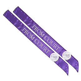 Purple and White 72 in. Prom Court Sashes and White Buttons Set