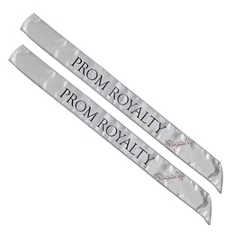 Silver and Black 72 in. Prom Royalty Sashes and Silver Pins Set