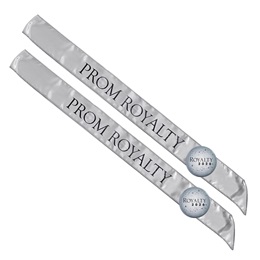Silver and Black 72 in. Prom Royalty Sashes and Silver Buttons Set
