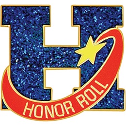 1 in. Glitter H Honor Roll Award Pin
