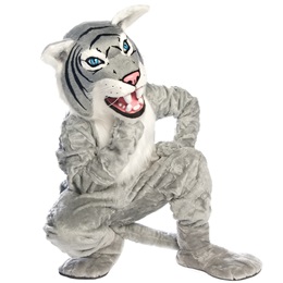 Friendly Gray Wildcat Mascot Costume
