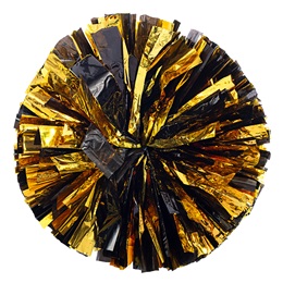 Black and Gold 14 in. Cheerleading Pom Poms with Baton Handles (set of 2)