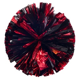 Black and Red 14 in. Cheerleading Pom Poms with Baton Handles (set of 2)