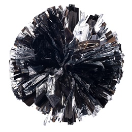 Black and Silver 14 in. Cheerleading Pom Poms with Baton Handles (set of 2)