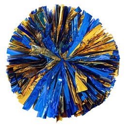 Blue and Gold 14 in. Cheerleading Pom Poms with Baton Handles (set of 2)